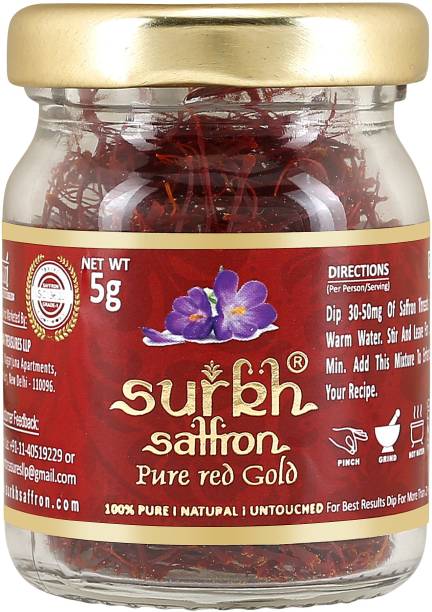 SURKH Saffron - 5 Grams - Premium Pack - 100% Pure I Natural