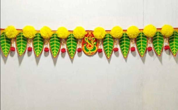 SHREEJI HANDICRAFT Ganesh pan Toran With Artificial Yellow Marigold Flower Door Toran Toran