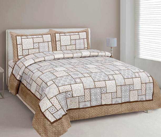 Mafatlal 144 TC Cotton Double Geometric Flat Bedsheet