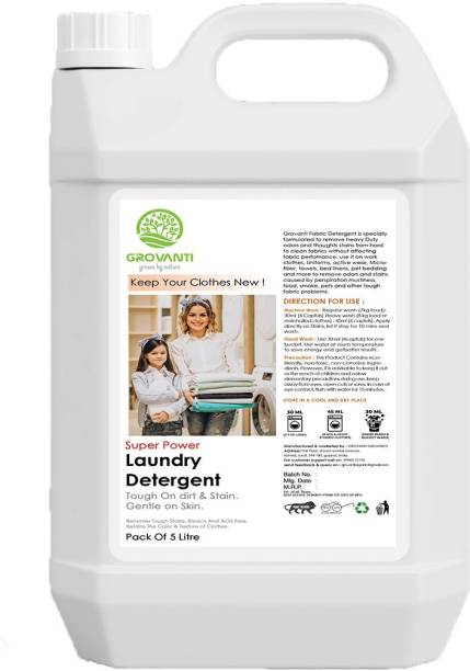 GROVANTI ORGANIC Super Power Liquid Detergent, Suitable for top and front load for Machine Lily Liquid Detergent