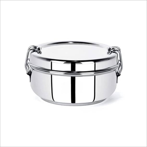 CrossPan Klassic Stainless Steel Lunch Box with Separator Plate ,Locking Clip, 500ML 2 Containers Lunch Box