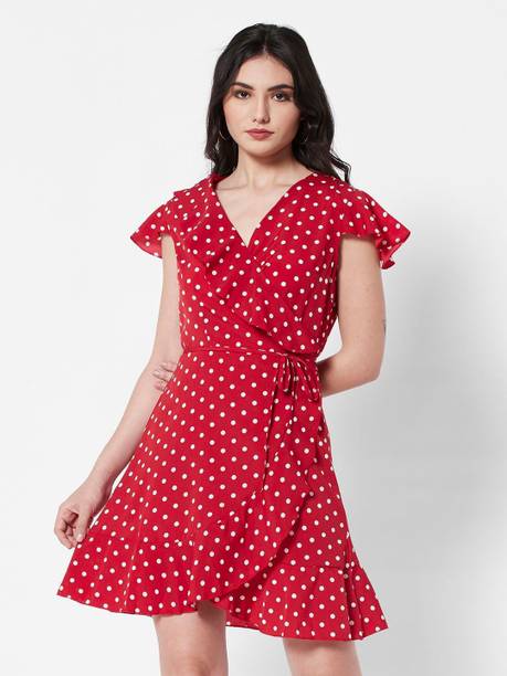 Urbanic Women A-line Red Above Knee/Mid Thigh Length Dress