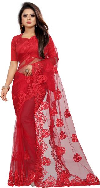 Embroidered, Applique Bollywood Net Saree Price in India