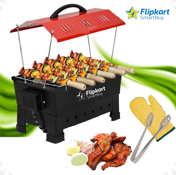 Flipkart SmartBuy 2in1 Electric & charcoal Barbeque, 6 Wooden Handle Skewers and 1 Grill 1 Tong Electric Grill