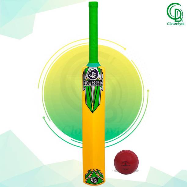 CLOVERBYTE Cricket Yellow Bat 5 No. Size Plastic Cricket Bat With Wind Ball Cricket Kit