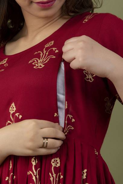 Mialo fashion Women Printed Cotton Rayon Flared Kurta