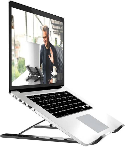 ELV DIRECT Laptop Stand for Desk, Adjustable Lapdesk Portable Aluminum Laptop Holder, Foldable Computer Stand 10 Angles Anti-Slip Laptop Riser Compatible with 9-15.6 inch Laptop Stand