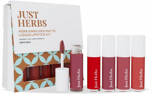 Just Herbs Herb enriched liquid lipstick kit Set of 5 Deeps & Reds