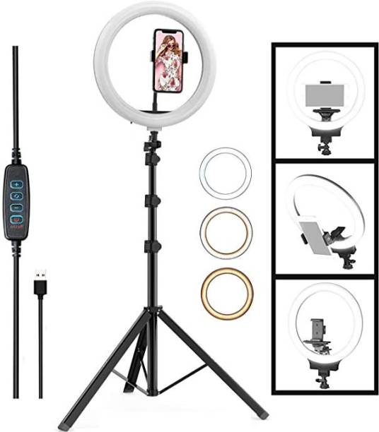 NJENT New 10 Inches Big LED Ring Light with 7 feet Stand for Camera Smartphone.YouTube Video Shoot/Makeup Shoot/Studio Shoots/Instagram Video Shoot. Ring Flash
