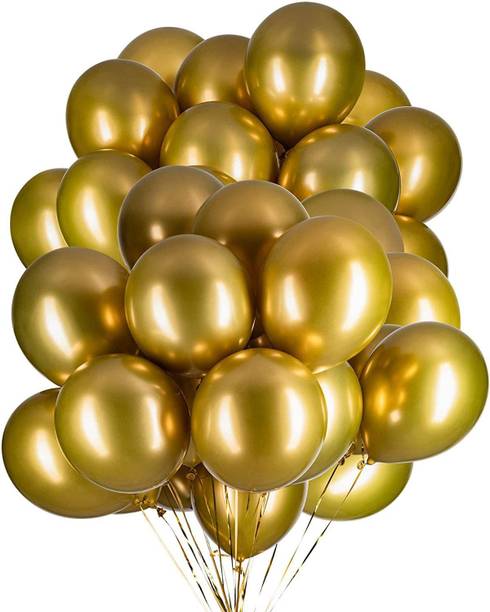 Bash N Splash Solid Helium quality Chrome Gold Latex Party Decoration Balloon (Pack of 25) Balloon
