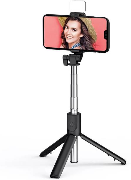 Wanzhow New Bluetooth Extendable Selfie Stick with led for Making Tik-tok, YouTube vlog Monopod, Tripod, Tripod Bracket, Tripod Kit