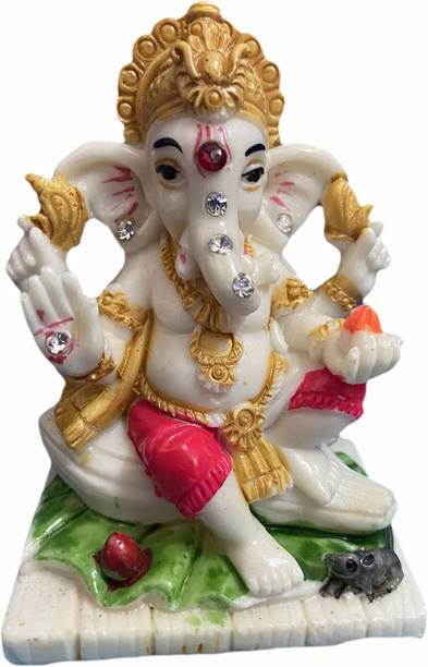 RS Ganesha/Ganapati Statue Idol for Car Dashboard/Home/Office Table Decorative Showpiece  -  9 cm