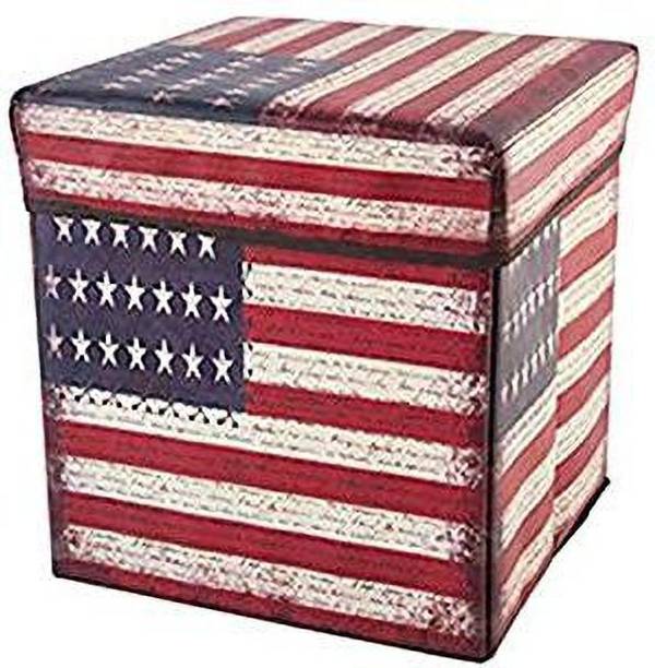 Storia Foldable Storage Toy Box Sitting Stool BasketUSA Flag Print Foldable Stool Living & Bedroom Stool