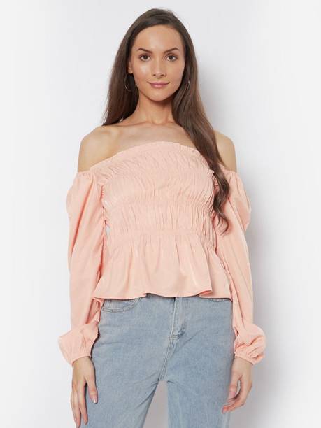 Urbanic Casual Solid Women Orange Top