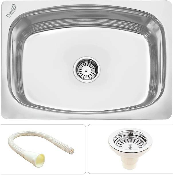Prestige (24x18x10) Inch 304-Grade Stainless Steel Oval Single Bowl Kitchen Sink Vessel Sink