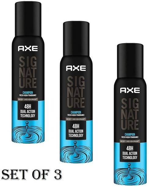 AXE SIGNATURE CHAMPION PERFUME BODY SPRAY EACH 122ML Pack of -3 Perfume Body Spray  -  For Men & Women