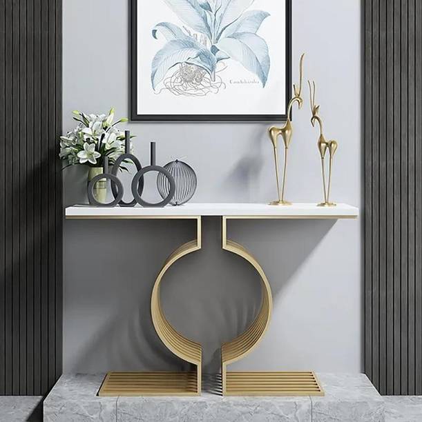 NG Decor 39.4" Modern Narrow Console Table with Geometric Metal B