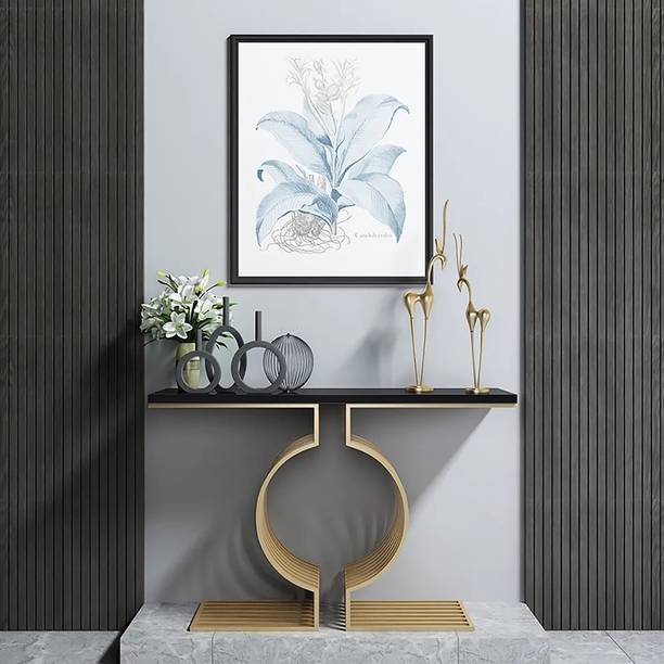 NG Decor 39.4" Modern Narrow Console Table with Geometric Metal B