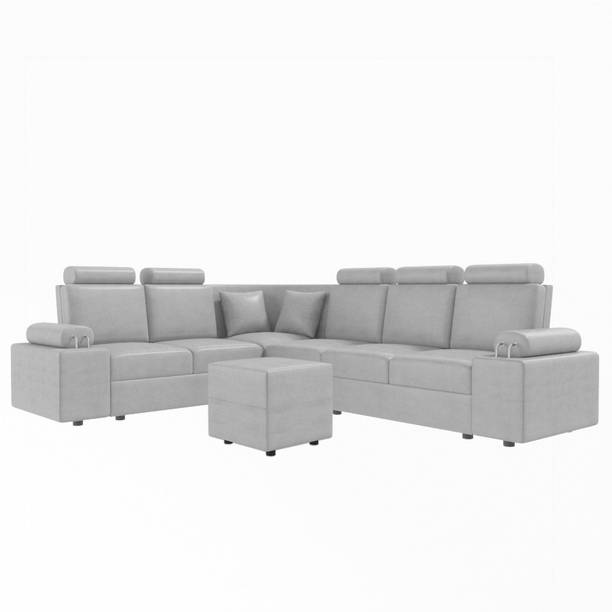 Sekar Lifestyle L Shape Corner [Steel Handles] With Box Moda Leatherette 5 Seater  Sofa
