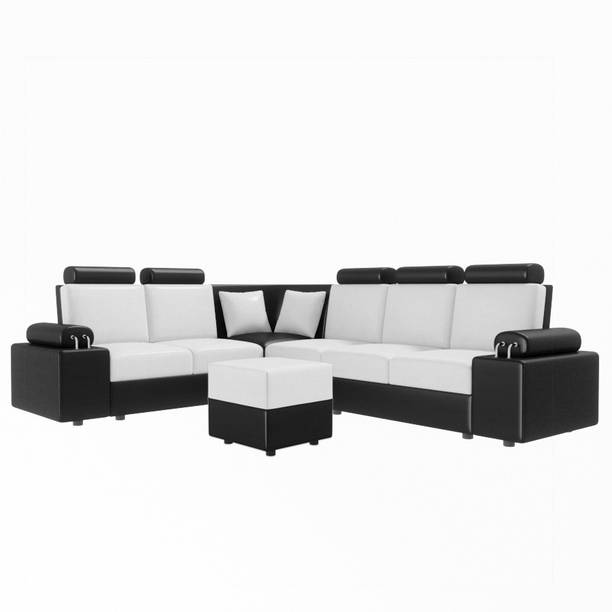 Sekar Lifestyle L Shape Corner [Steel Handles] With Box Moda Leatherette 5 Seater  Sofa