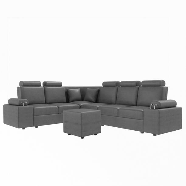 Sekar Lifestyle L Shape Corner [Steel Handles] With Box Moda Leatherette 5 Seater  Sofa