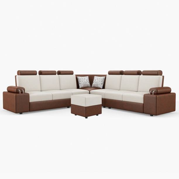 Sekar Lifestyle L Shape Corner [Steel Handles] With Box Moda Leatherette 6 Seater  Sofa