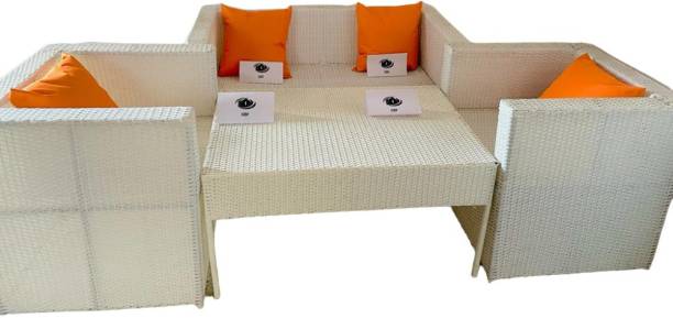 IIOF Fabric 2 + 1 + 1 White Sofa Set