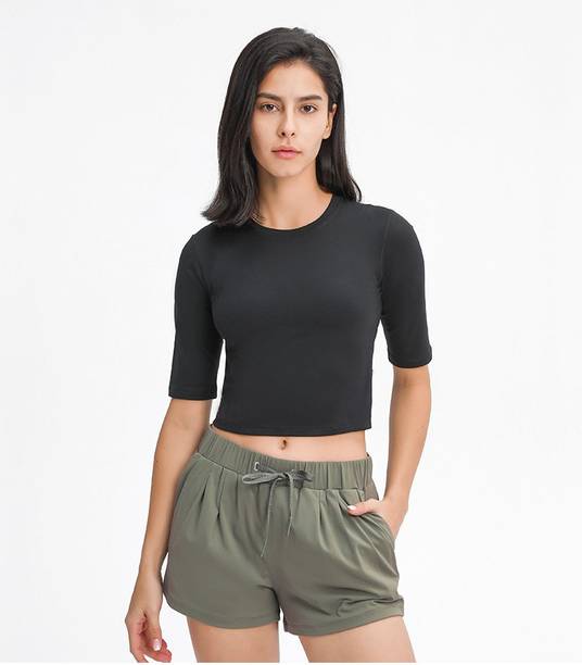 Urbanic Solid Women Round Neck Black T-Shirt