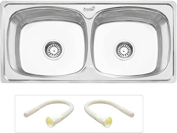 Prestige (45x20x9) inch 304-Grade Stainless Steel Oval Double Bowl Kitchen Sink Vessel Sink