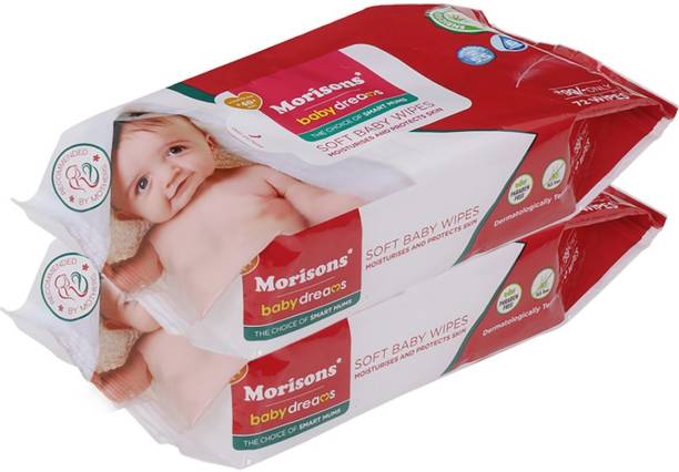Morisons Baby Dreams Baby Wipes 72s Combo (Pack of 2)