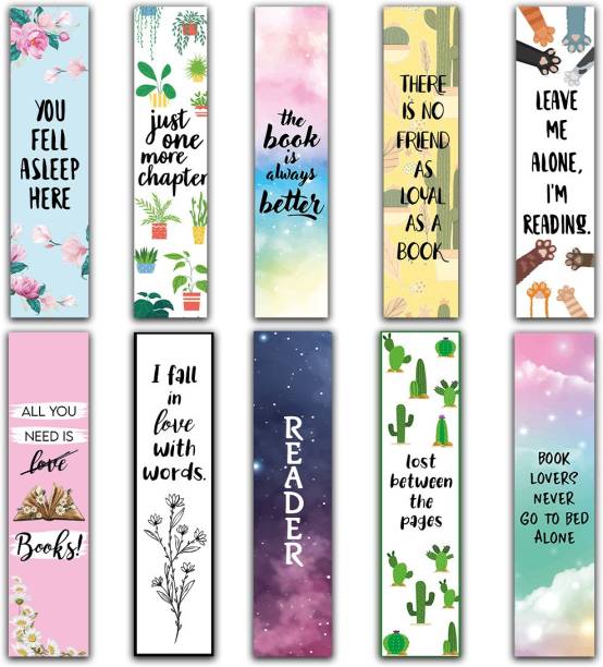 RINKON Bookmarks For Book Lovers Set Of 10 Pcs Specially Designed Quotes Theme Printed Bookmark Bookmark