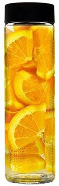 JIGSHTIAL 1-PC Black Lid Glass Food Grade Water Bottle 750 ml Bottle 750 ml