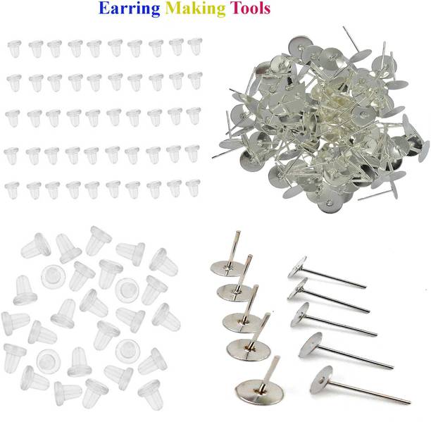नवजही Earring Backpush Back Clear Bullet Clutch Rubber Stoppers & Flatpad Safety 25pc