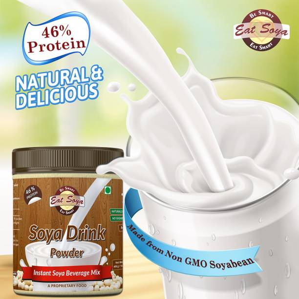 Eat Soya SOYA - 46% Protein -Soy  Vegan, Non GMO (Sugar Free, Cholesterol Free, Lactose Free, Gluten Free - Plain/Unflavored) To Make Delicious Soya  (400 g) each Pack of 2 Milk Substitutes Powder