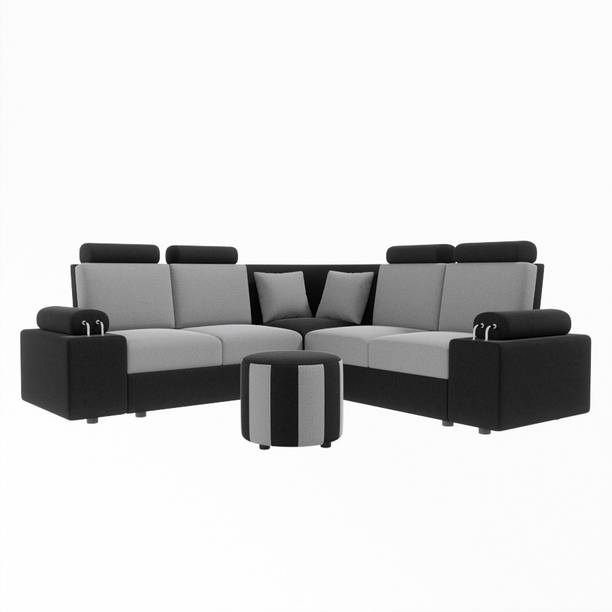 Sekar Lifestyle L Shape Corner [Steel Handles] With Round Moda Fabric 4 Seater  Sofa