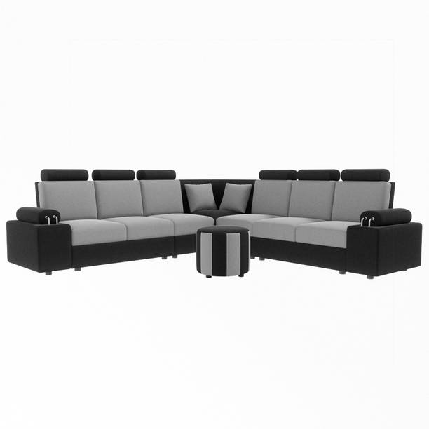 Sekar Lifestyle L Shape Corner [Steel Handles] With Round Moda Fabric 6 Seater  Sofa