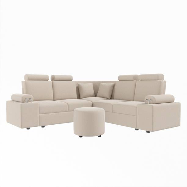 Sekar Lifestyle L Shape Corner [Steel Handles] With Round Moda Fabric 4 Seater  Sofa