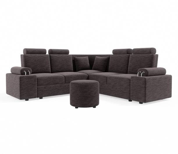 Sekar Lifestyle L Shape Corner [Steel Handles] With Round Moda Fabric 4 Seater  Sofa