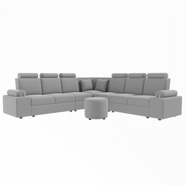 Sekar Lifestyle L Shape Corner [Steel Handles] With Round Moda Fabric 6 Seater  Sofa