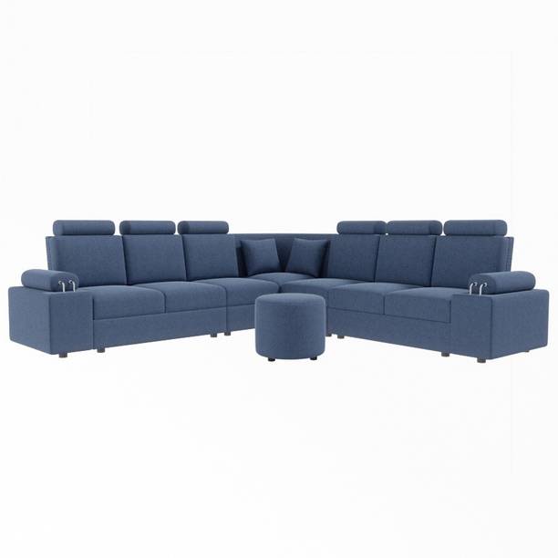 Sekar Lifestyle L Shape Corner [Steel Handles] With Round Moda Fabric 6 Seater  Sofa