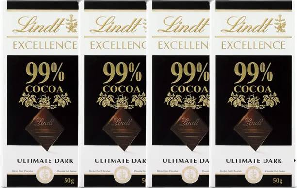 LINDT Excellence 99% Cocoa Dark Chocolate Pack of 4 Bars