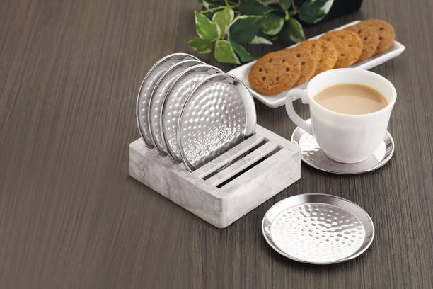 Nabhya Round Steel, Polypropylene Coaster Set