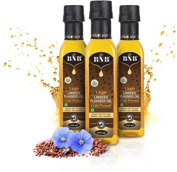 BNB Virgin|Cold Pressed| Flaxseed Oil | Linseed Oil |Alsi Ka Tel | Tisi Oil Omega 3-6-9 | Pack Of 3 Flaxseed Oil PET Bottle