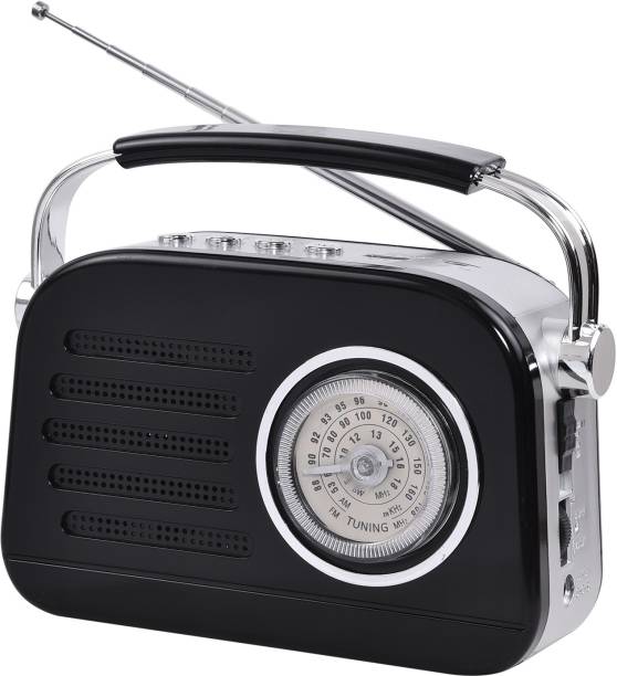 PAGARIA RETRO FM/AM/SW with Bluetooth & USB (Black) Portable FM Radio