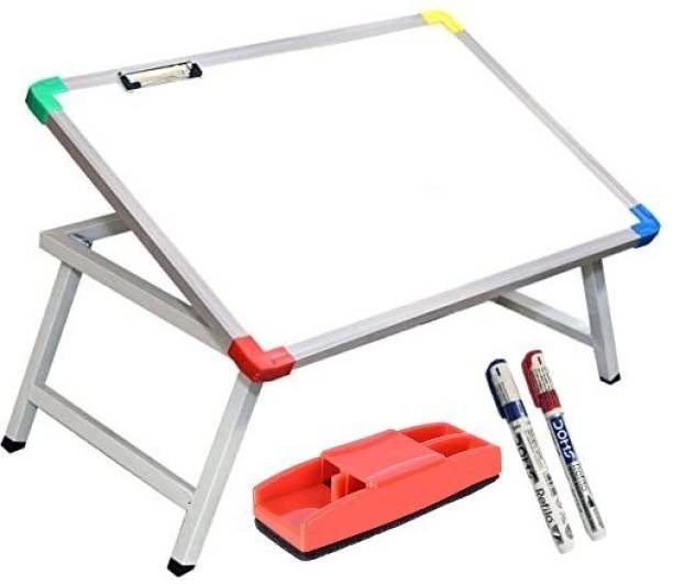 EASETENSIL Foldable Study Table for Student with 2 Marker Pen and 1 Duster (Color Corner) Metal Portable Laptop Table