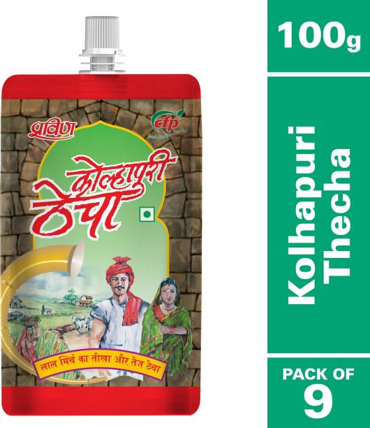 pravin Kolhapuri Thecha / Chutney 100g Pouch - Pack of 9 Chutney Paste