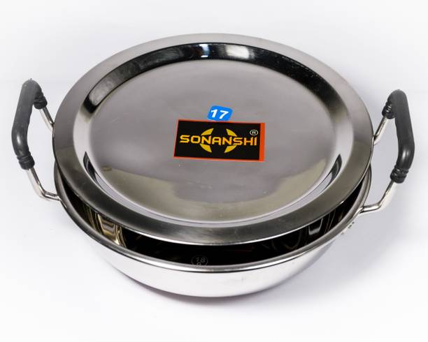 Sonanshi Stainless Steel Kadhai for Cooking/Frying with LID Kadhai 27.93 cm diameter with Lid 1.75 L capacity