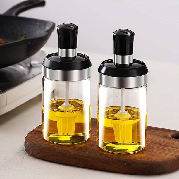 TU4 Enterprise Glass Food Storage Jar with Brush for Ghee, Butter, Oil Jar GLASS Round Pastry Brush