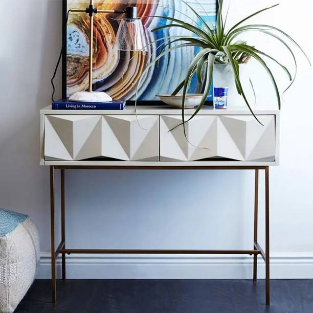NG Decor Modern Console Table with Drawers Wood & Metal Engineered Wood Console Table