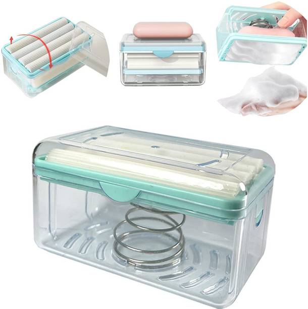Dankhra 2 in1 Soap Cleaning Storage Foaming Box Non-Slip Sink Countertop Soap Organizer